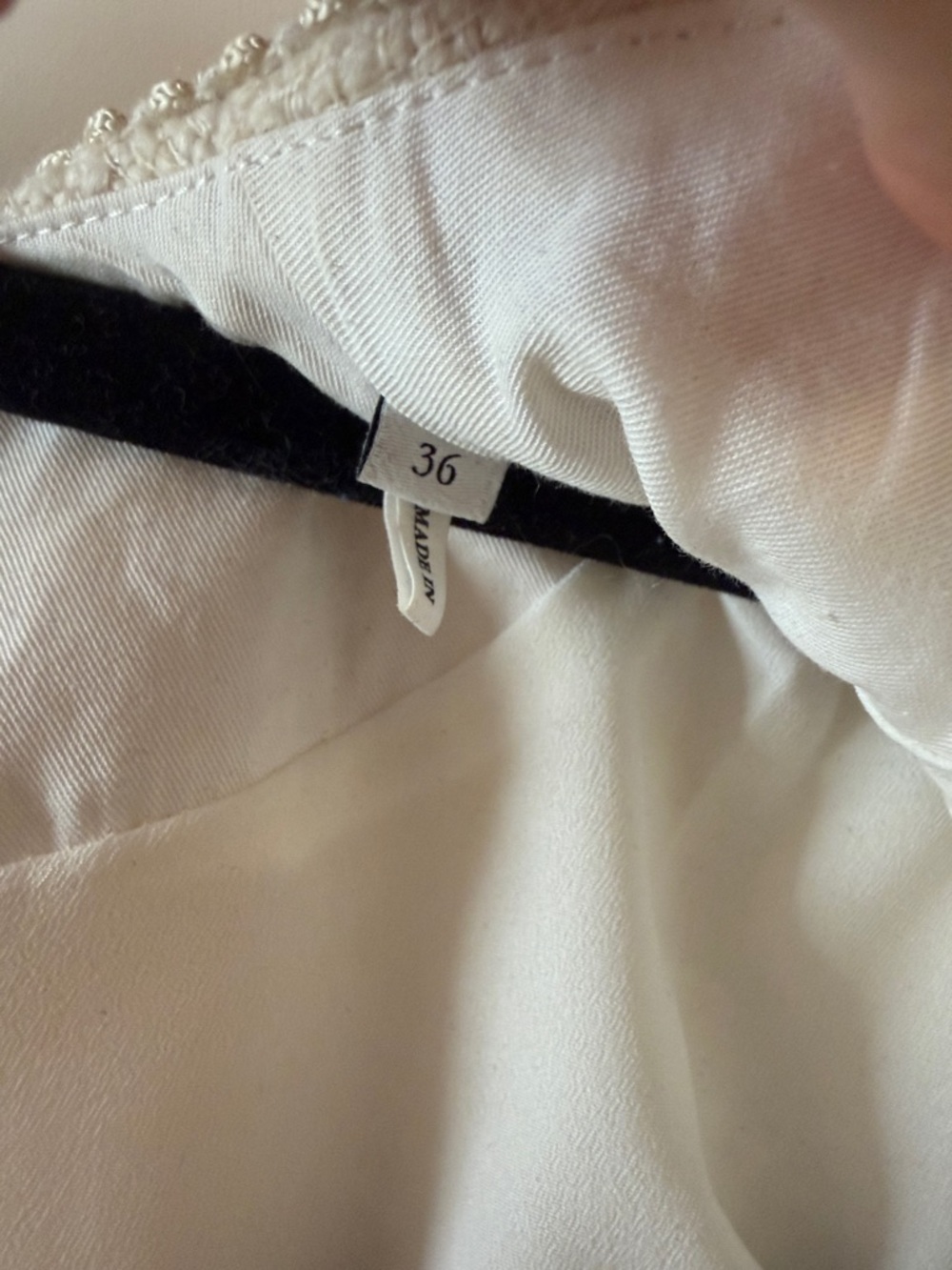 Sandro Cream Tweed Short Sleeve Shift Dress with Gold Trim - Picture 7 of 7